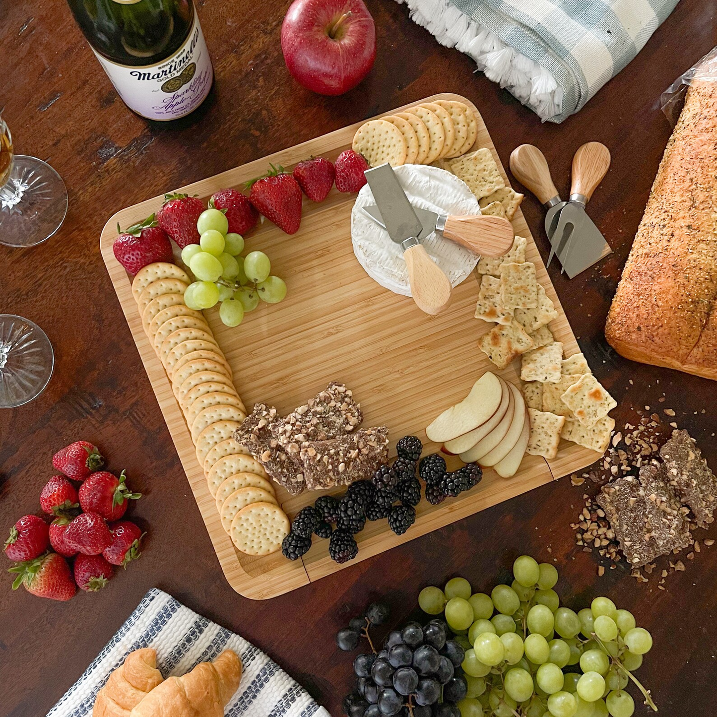 The Slyce Starter | 11x11 Bamboo Charcuterie Board with Knife Set