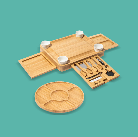 The Slyce MasterCraft | 13x16 Inch Bamboo Charcuterie Board with 2nd Circular Serving Tray (Copy)